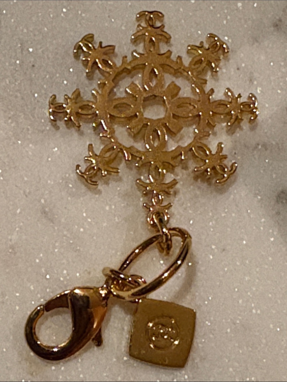 CHANEL Gold Snowflake Charm Key/Bag Pendant